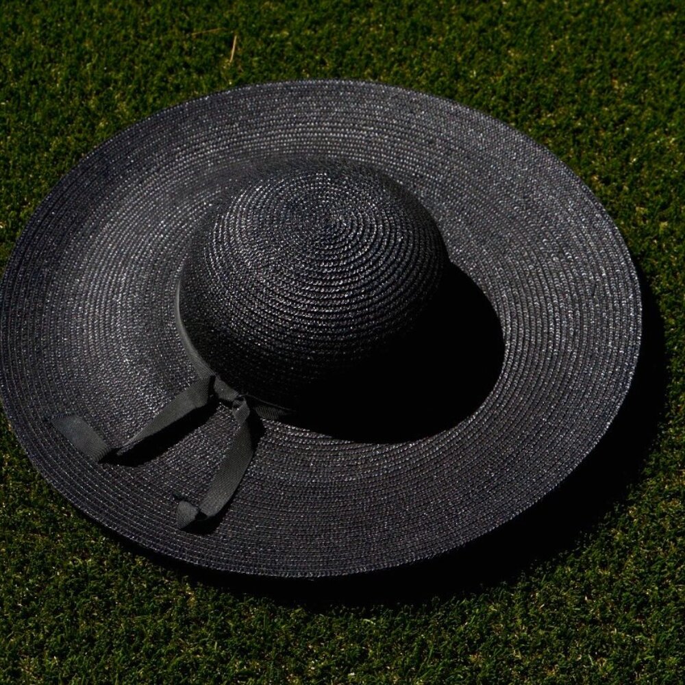 Vintage Italian Dark Navy Sun Hat Wide Brim Stylish